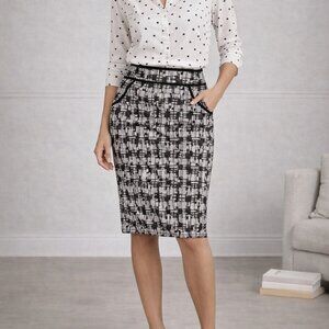 Faith and Joy size small Black and White abstract print bodycon pencil Skirt